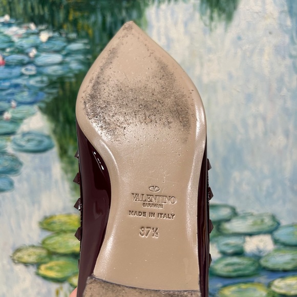 Authentic Valentino Garavani size 37.5(7) Rockstud Tonal Patent Ballerina Flat - Picture 8 of 11